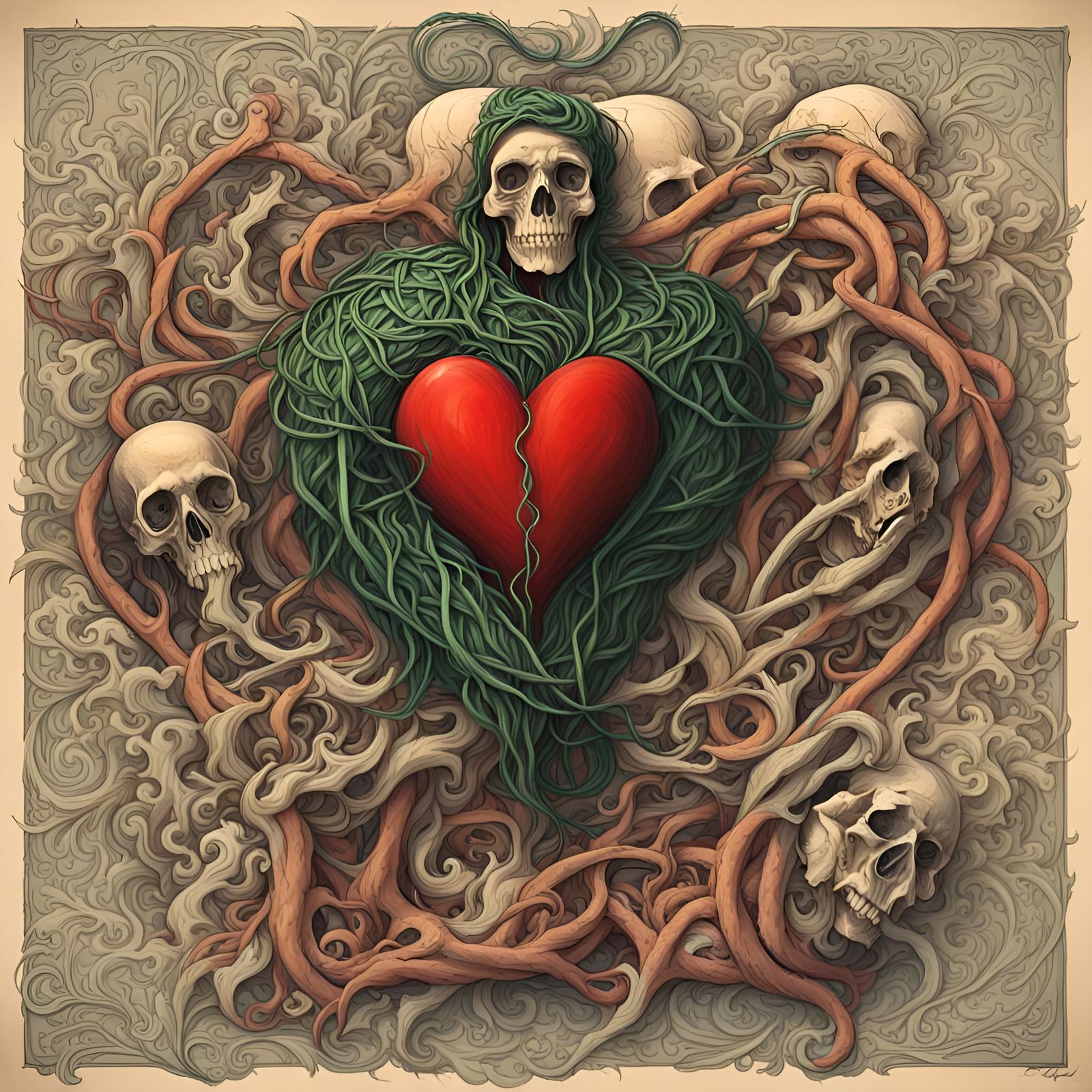 Abstract Heart Consumed by Envy