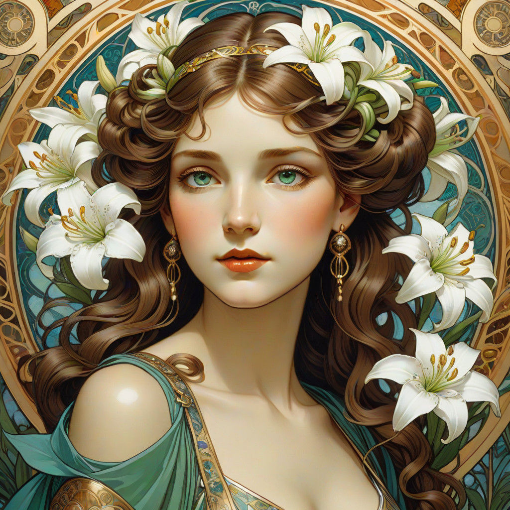 Robust Woman in Ornate Jugendstil Portraiture