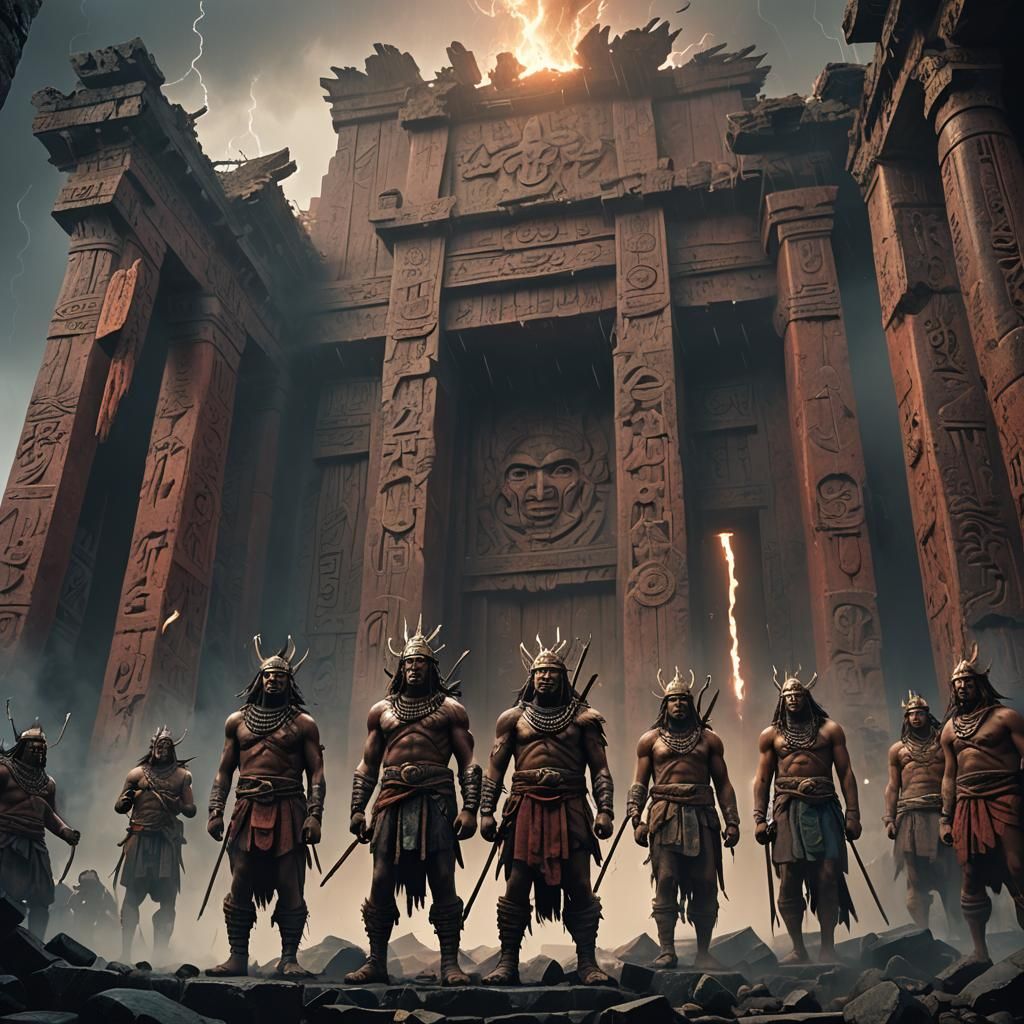 Ancient Warriors Face the Storm in Epic Scene