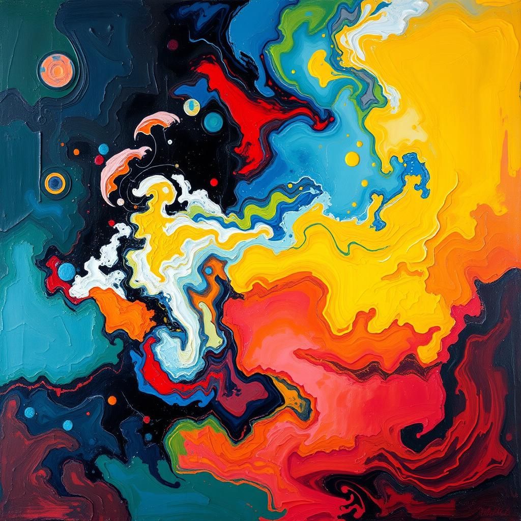 Vibrant Abstract Painting in Expressionist Style