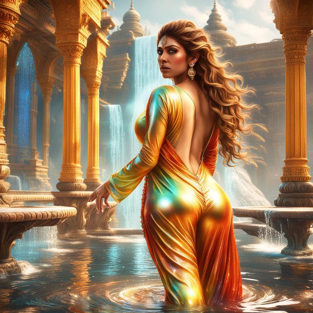 Curvy Woman in Crystal Pajamas, Fantasy Concept Art