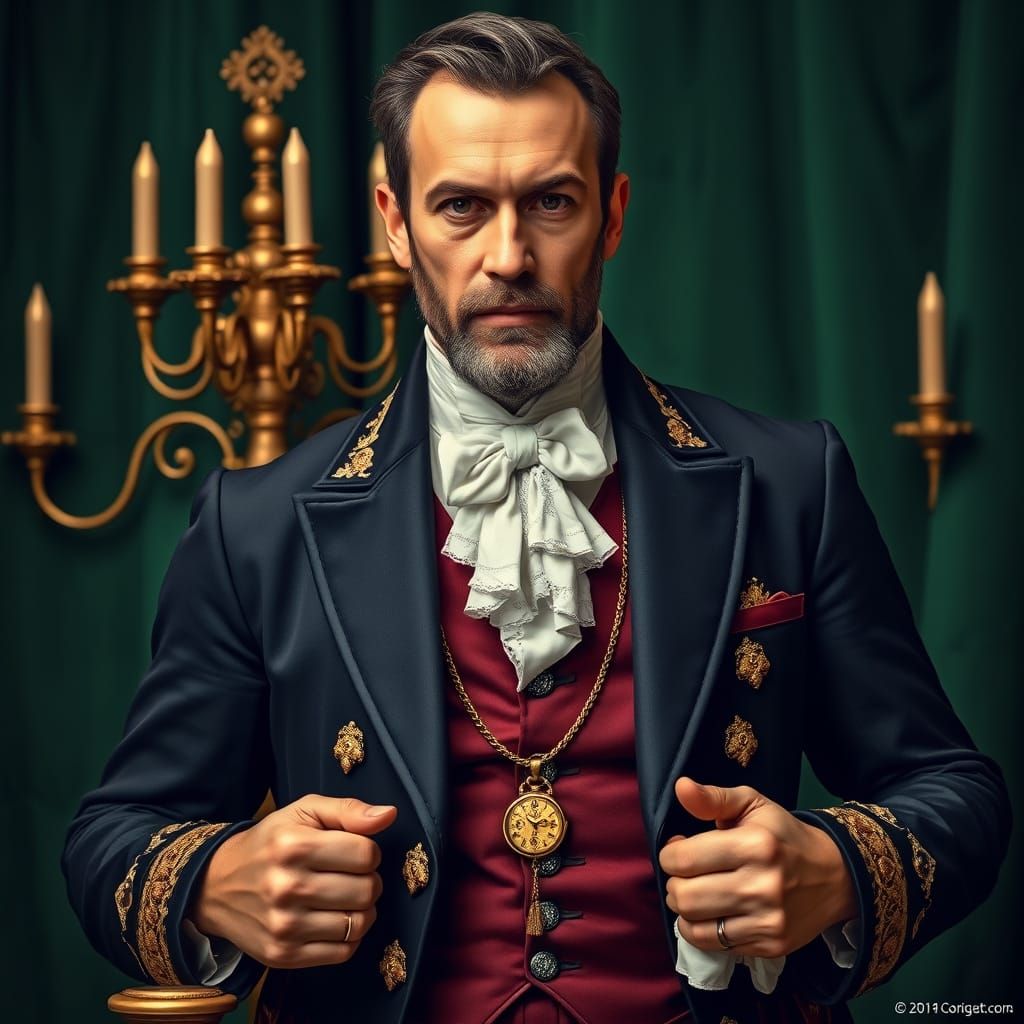 Royal Portrait with Golden Candelabra Glow