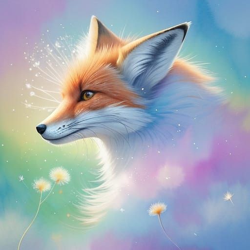 Round Fox Sneeze Sends Wishes as Watercolor Art