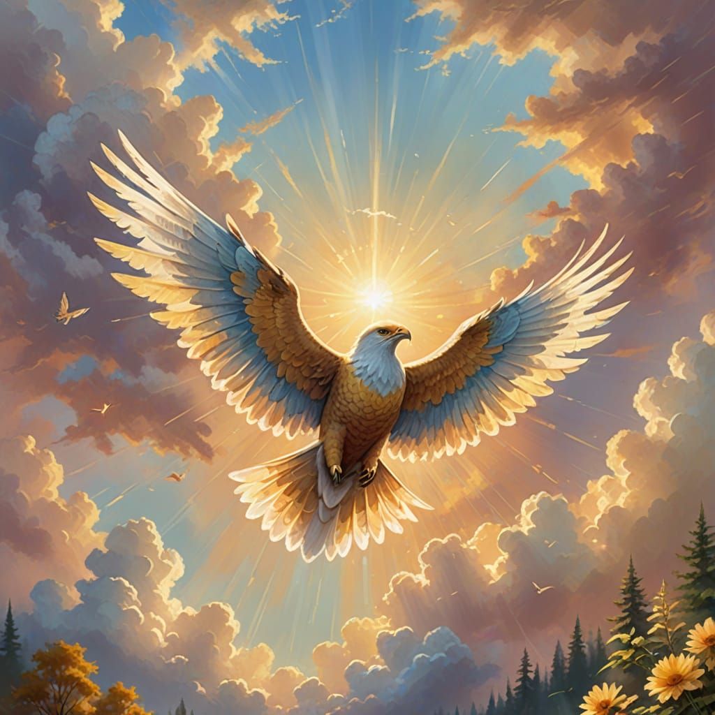 Divine Portrait of God Creating Nature in Pastel Colors