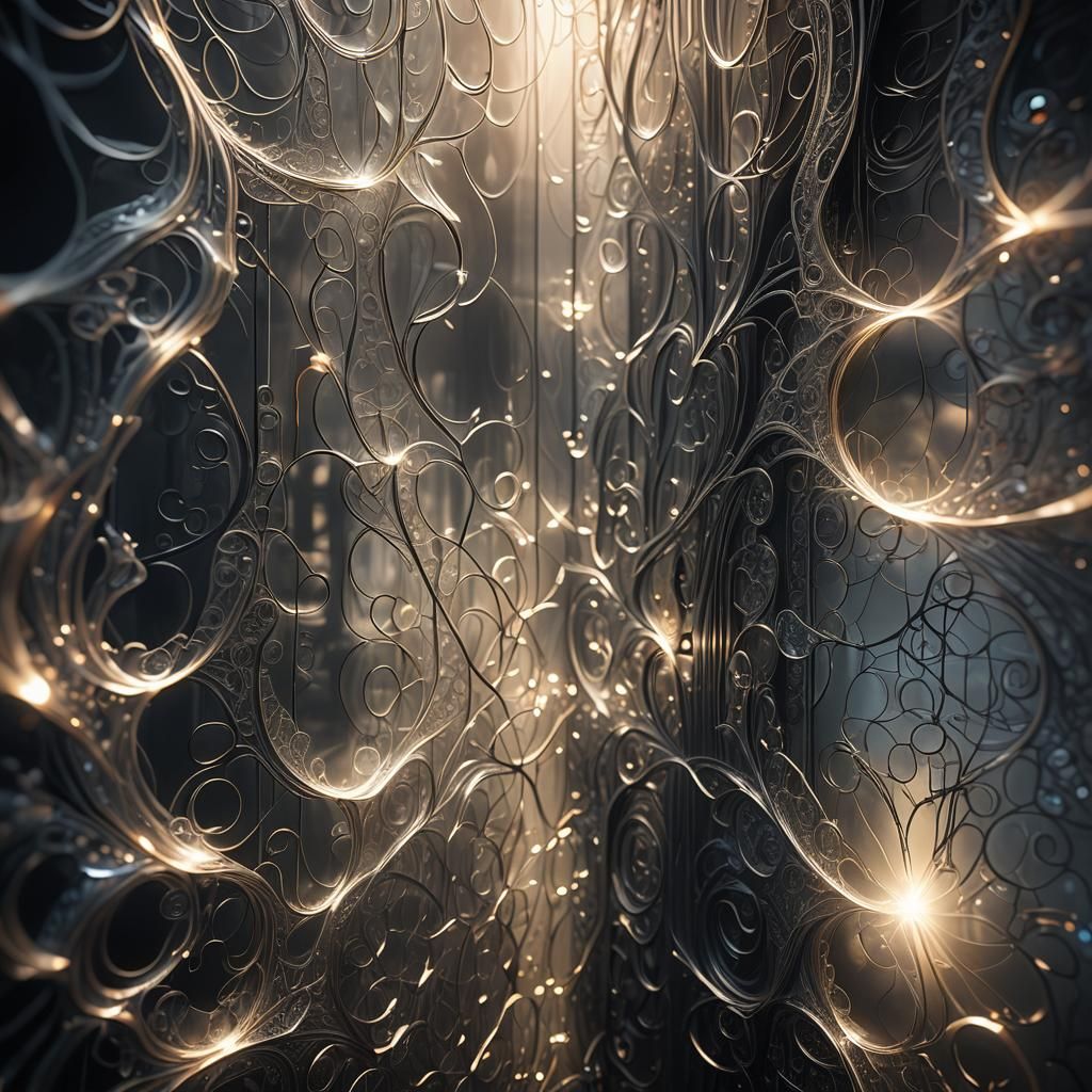 Translucent Dimensional Wall in Hyperrealistic Digital Art