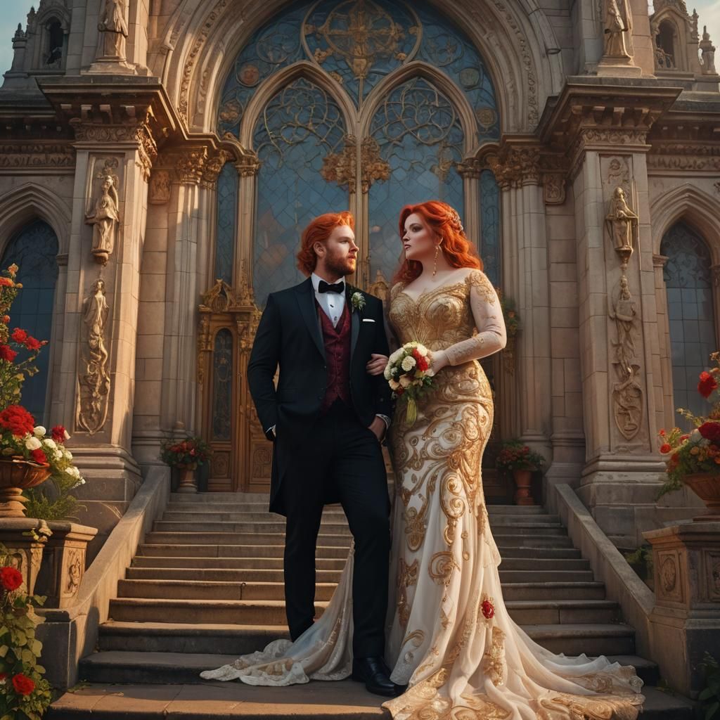 Fantasy Art: Red-Haired Bride and Groom