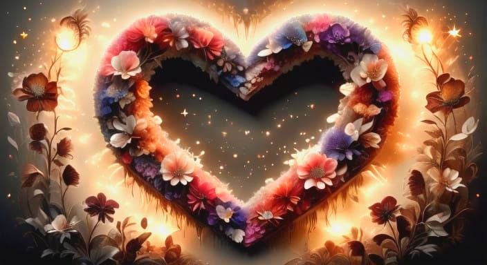 Mother and Child in a Vibrant Heart Scene, in a Whimsical Ar...