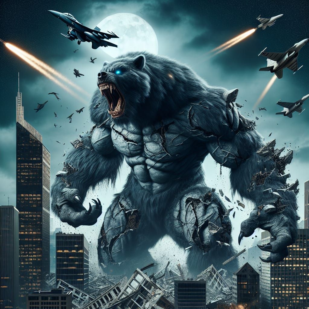 Colossal Werebear Wreaks Havoc on a Terrified City