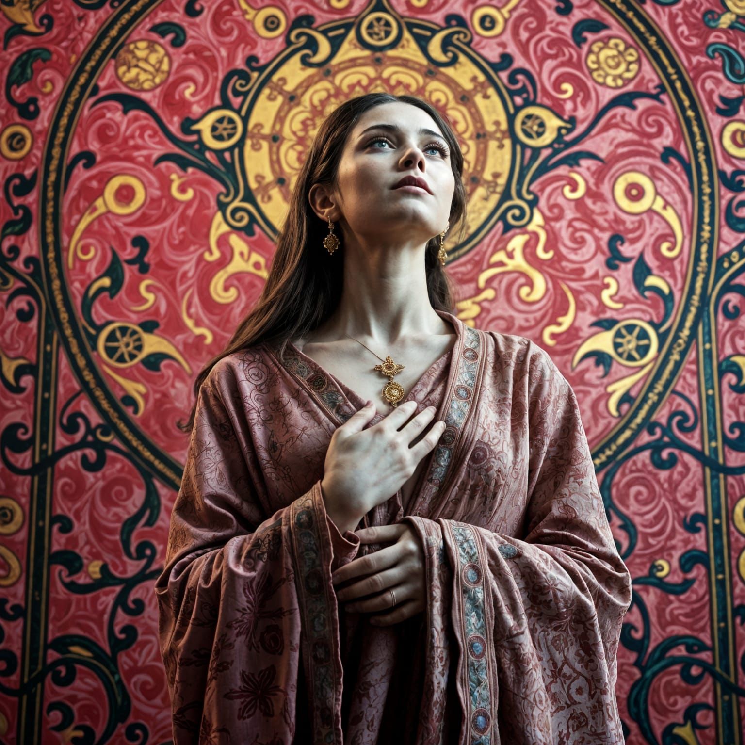 Majestic Priestess in Art Nouveau Style