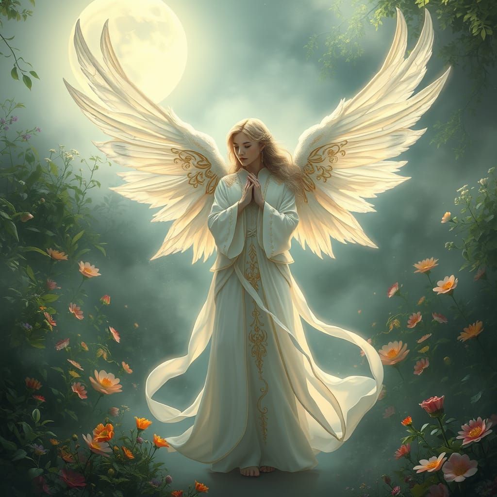 Angel in Mystical Realism Style