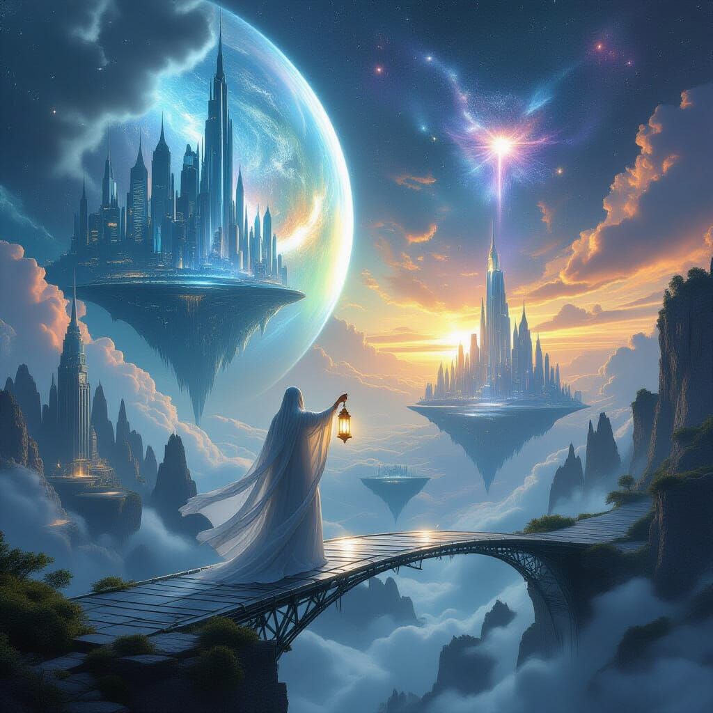 Humanity's Choice: Colliding Worlds in Surreal Style