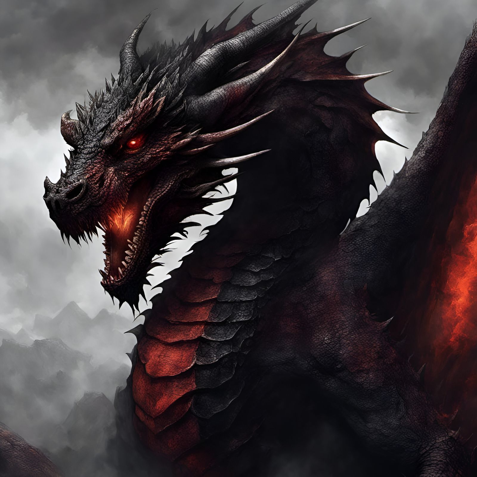 Red Dragon's Fire in Dark Abyss: Gothic Horror