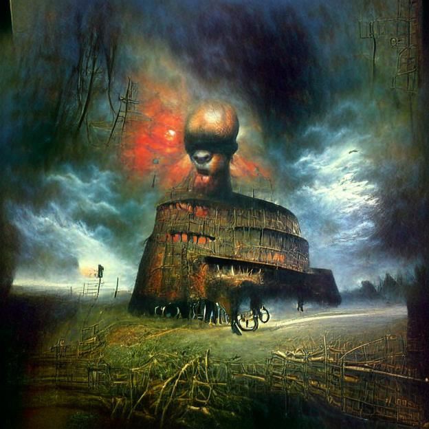 Dark Machine Fueling the World: Surreal Sci-Fi Art