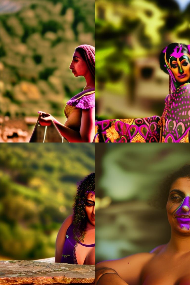 Voluptuous Sicilian Woman with Purple Aura