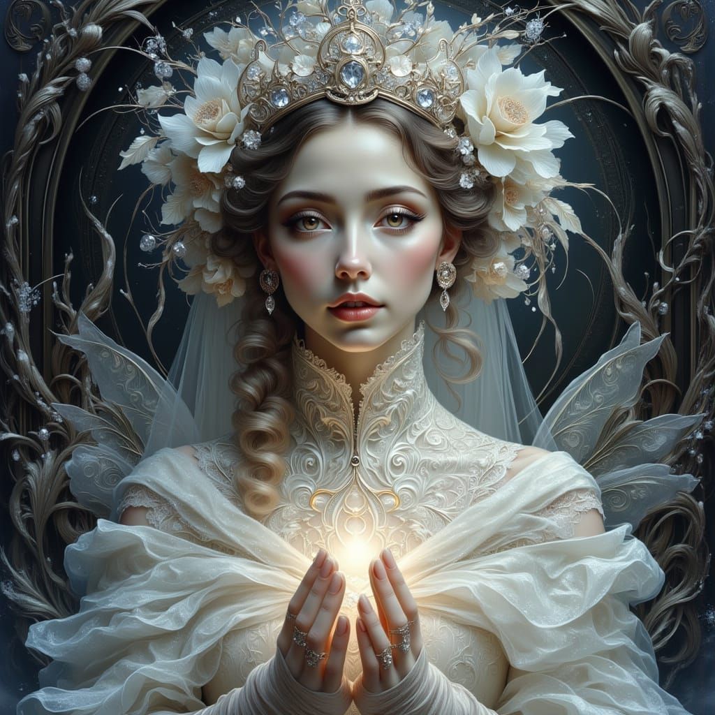 Fairy Queen Portrait in Art Nouveau Style