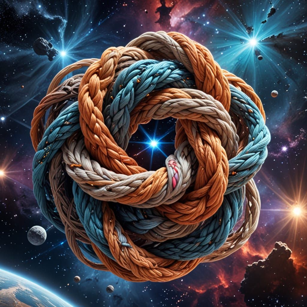 Cosmic Knot Kingdom in Vibrant Neon Hues