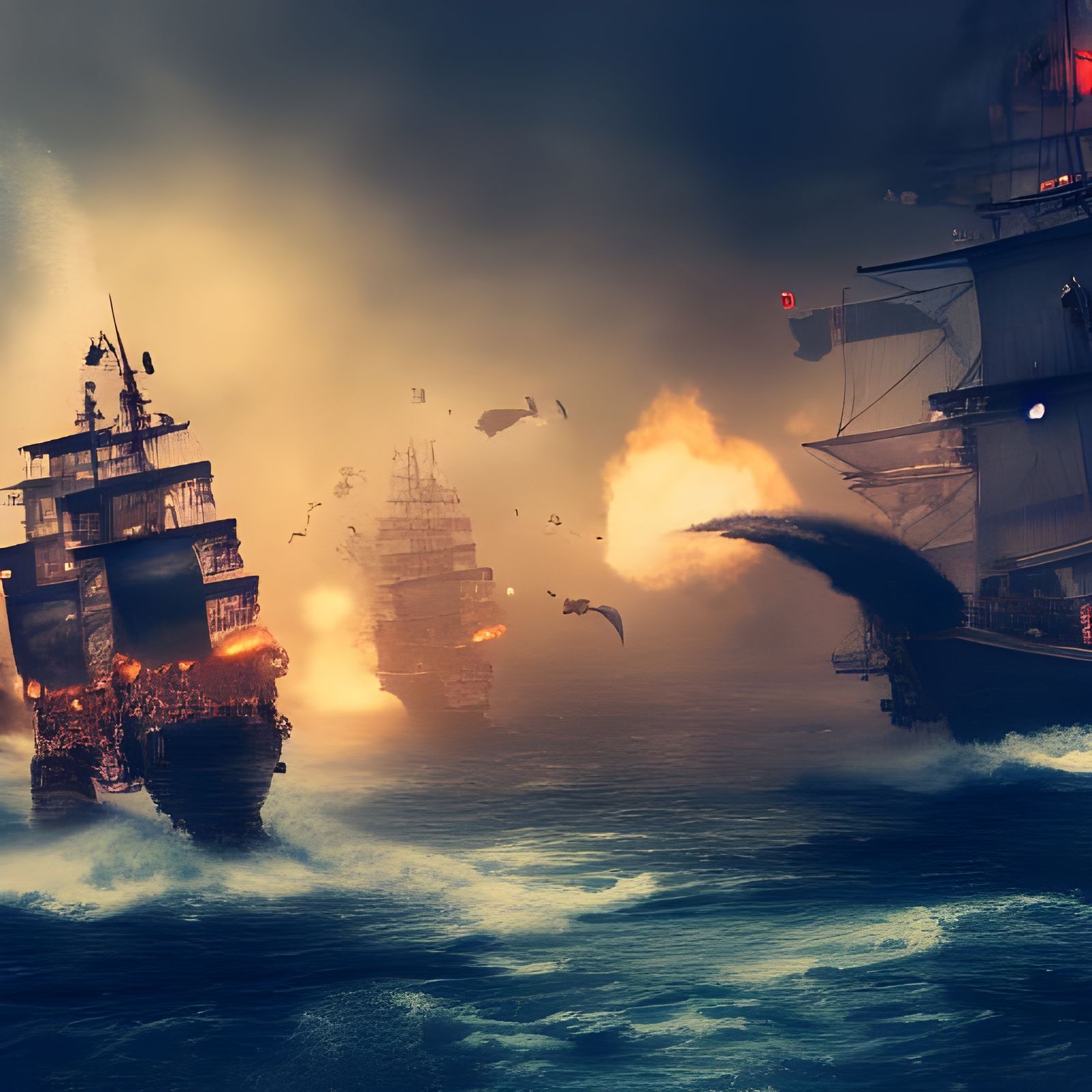 Epic Naval Battle Between Pirates and Navy