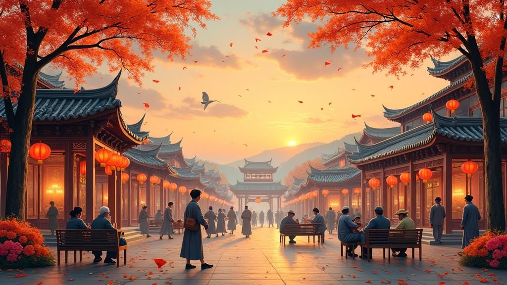 Chengdu in Autumn: Impasto Gouache Painting