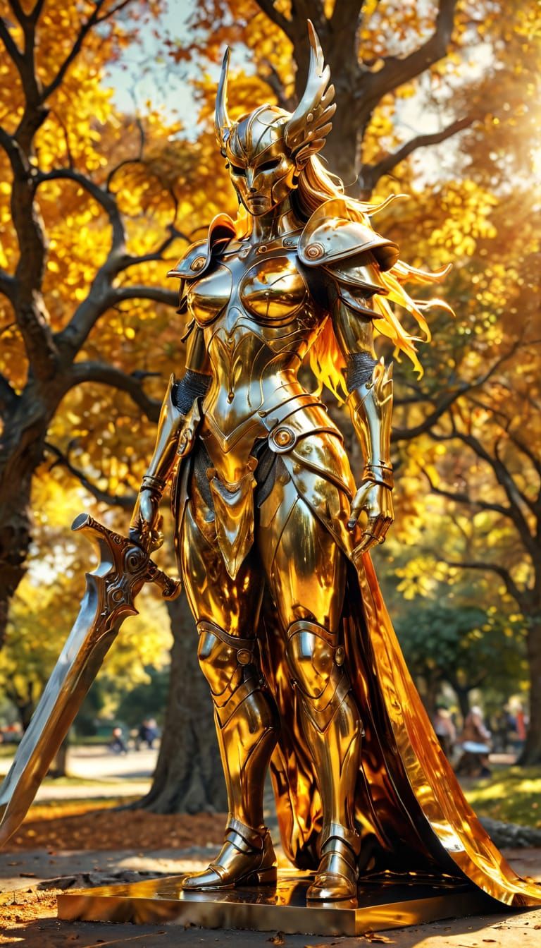 Surreal Valkyrie Statue Melts in Park