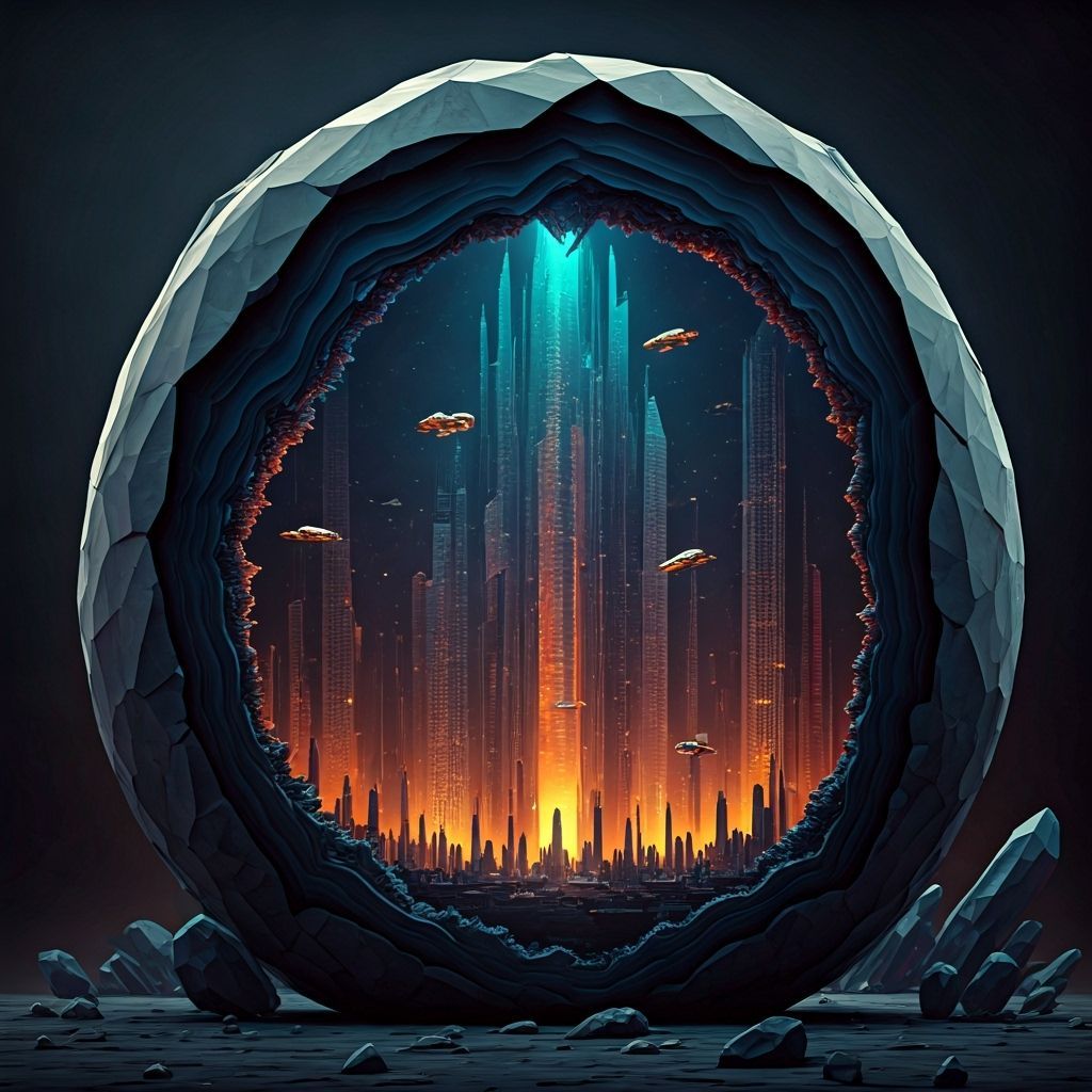 Crystal Geode Unveils Miniature City with Flying Vehicles