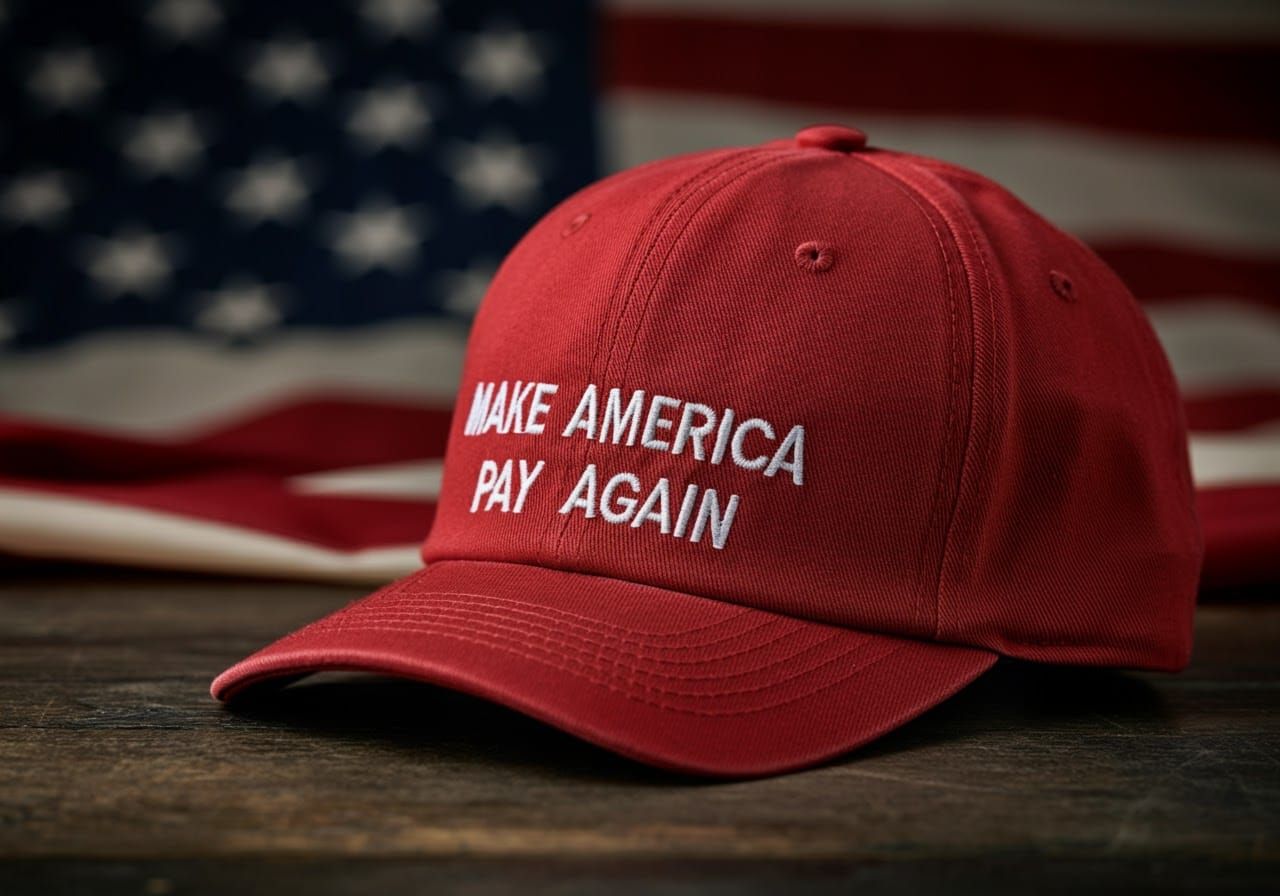 Political Slogan on Embroidered Red Baseball Cap