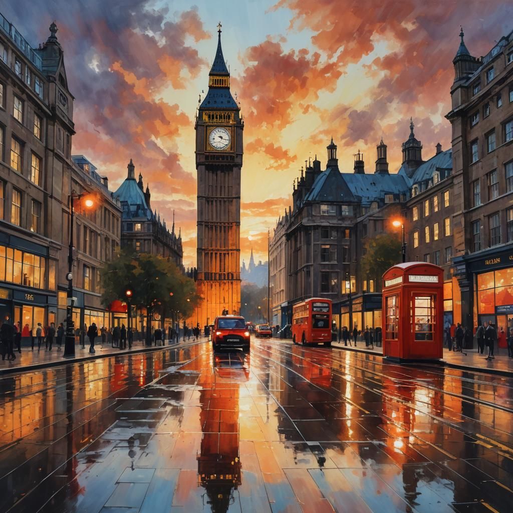 Vibrant London Cityscape with Big Ben at Sunset