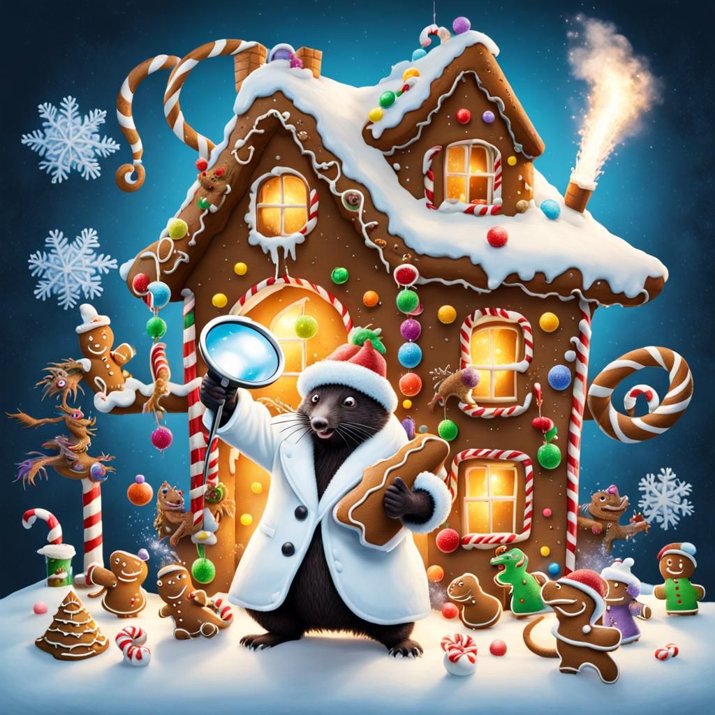 Mad Scientist Creating Life from a Gingerbread House