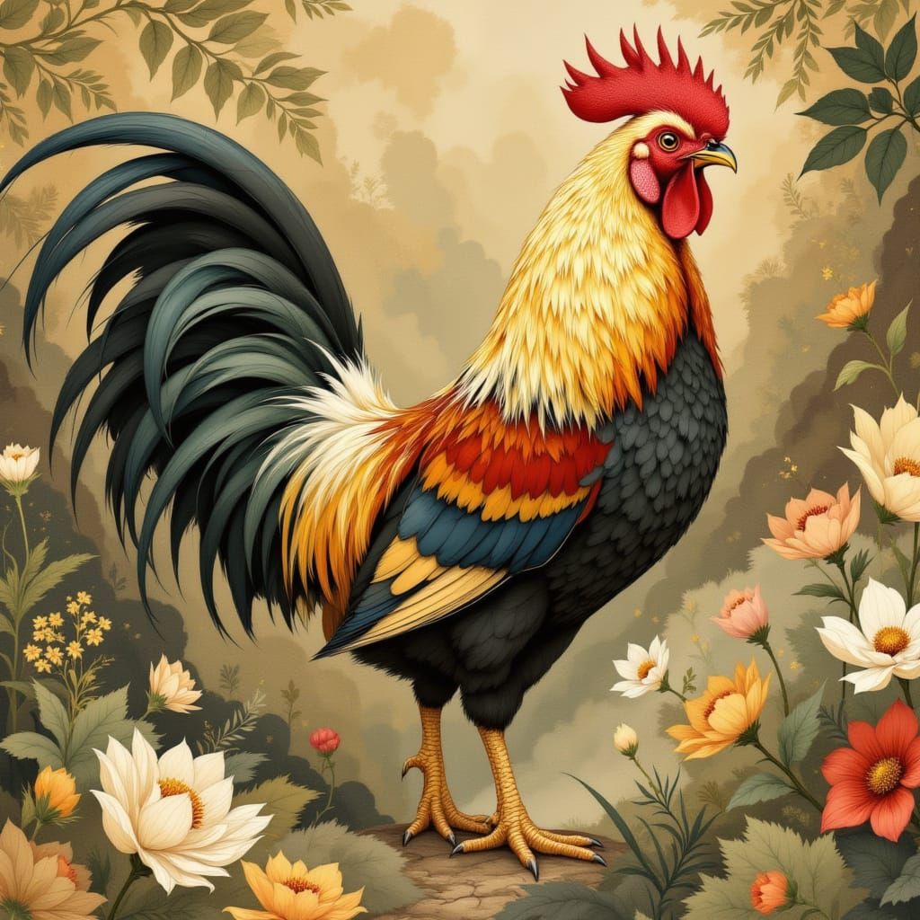 Golden Rooster in Art Nouveau Style