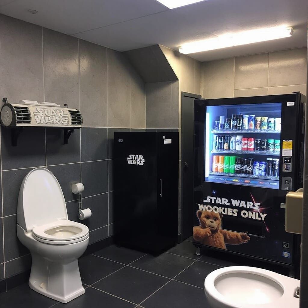 Star Wars Spaceship Restroom with Wookiee Vending Machine