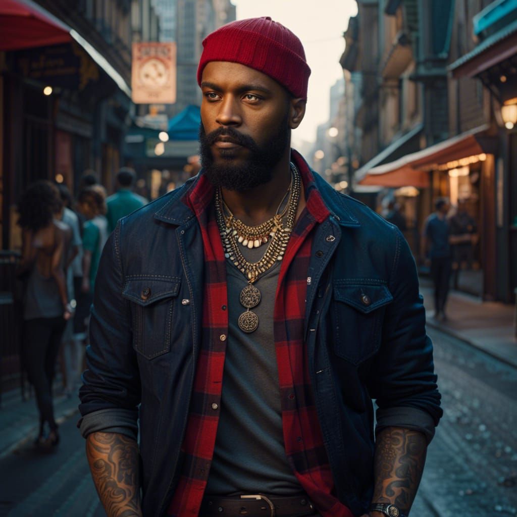 Handsome Hipster With Tattoos Drinks Wine