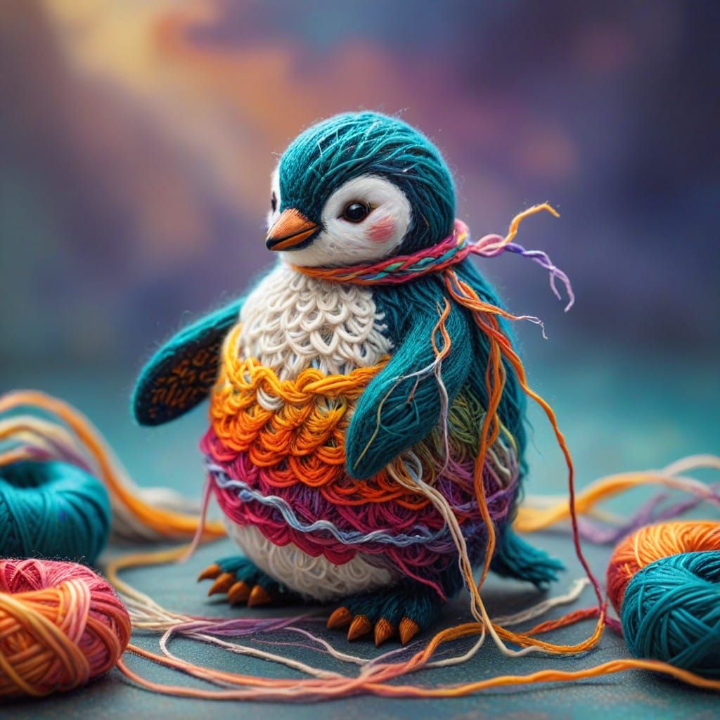 Enchanted Penguin Embroidery Unravels in Whimsical Light