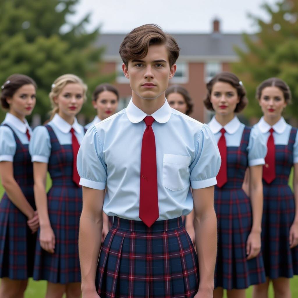 Young Man in School Uniform Digital Painting