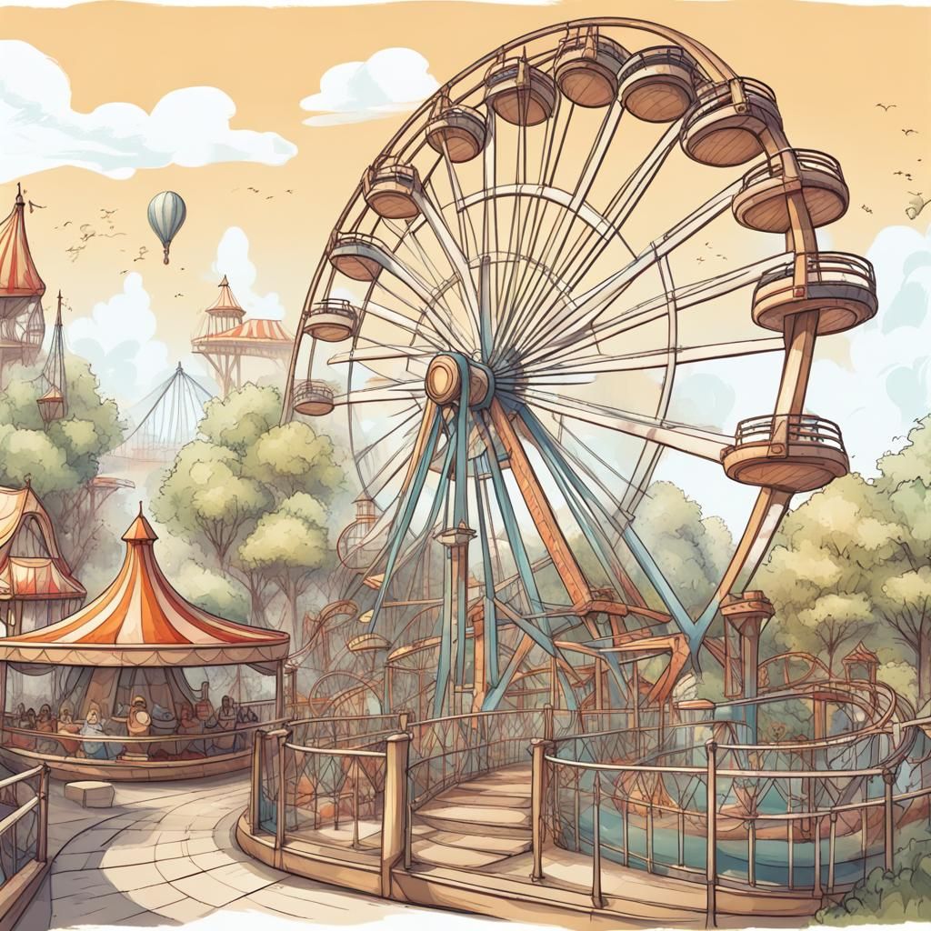 Magical Theme Park Sketch with Epic Slide