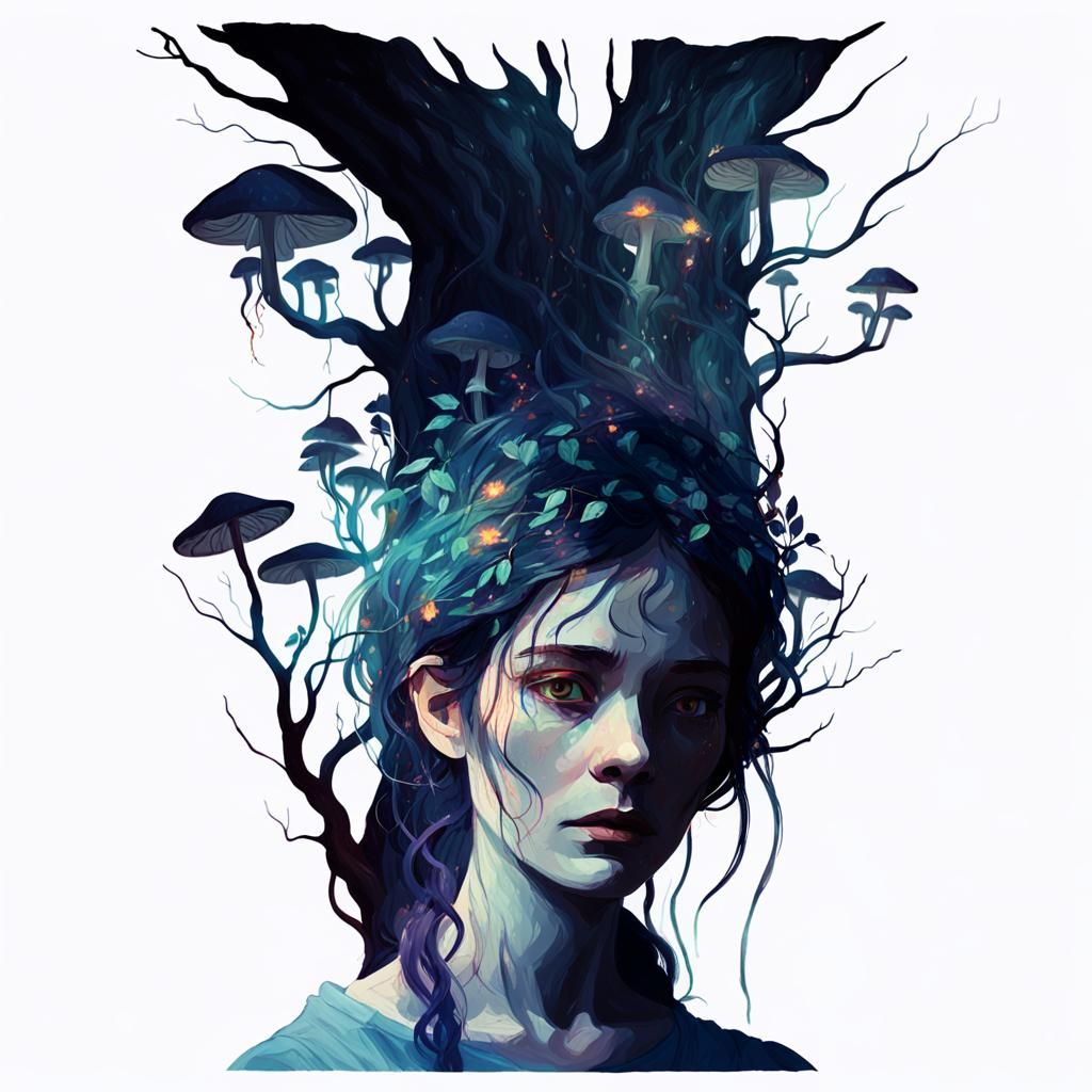 Whimsical Fairy Portrait in a Dark Forest