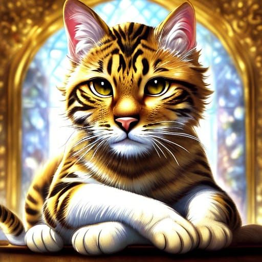 Renaissance Cat Portrait in Oil Painting Style