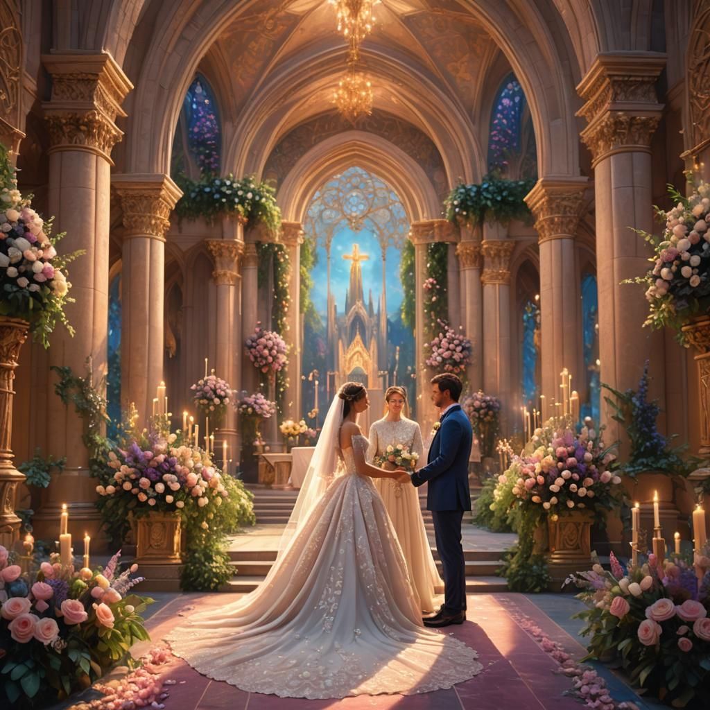 Fantasy Cathedral Wedding with Lush Greenery