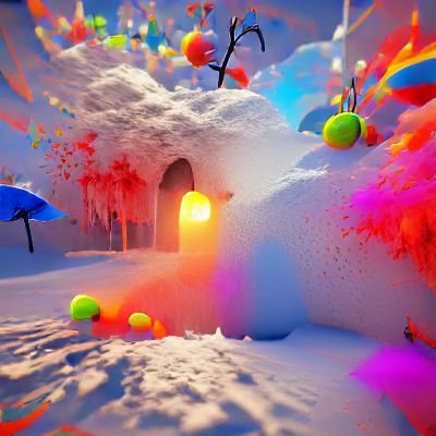 Surreal Snowing Hellscape in Volumetric Lighting