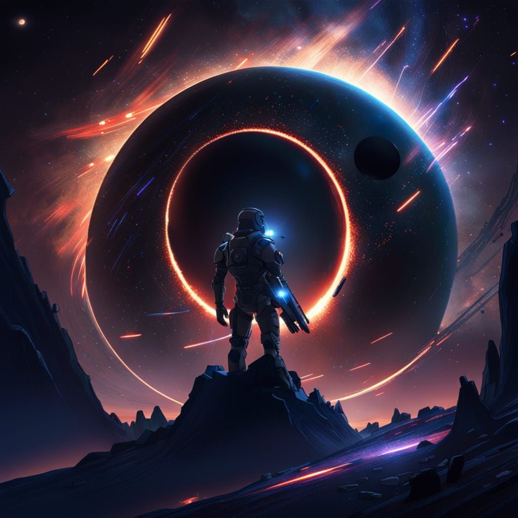 Futuristic Battle Under Starry Sky