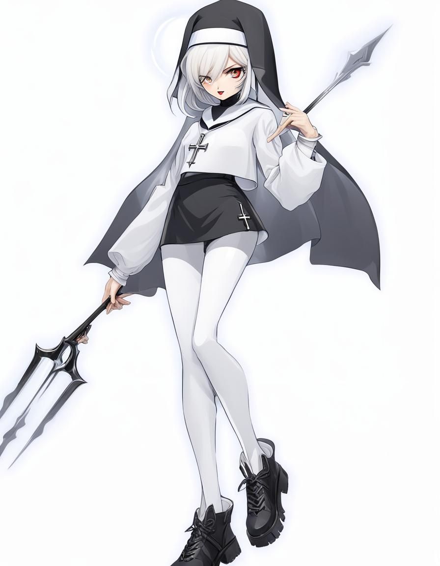 Stylized Nun Character in a Modern Style