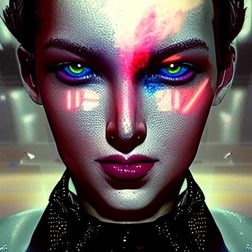 Heterochromia in Synthwave Neon Style