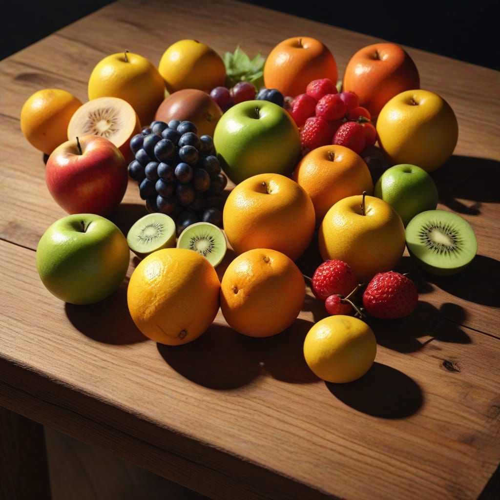 Surreal Still Life with Floating Fruits