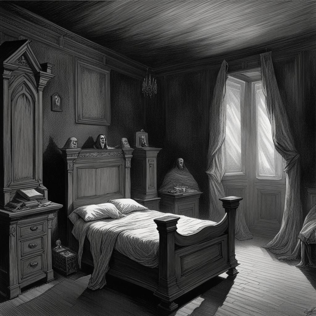 Spooky Vampire Coffin Bedroom in Doré Style