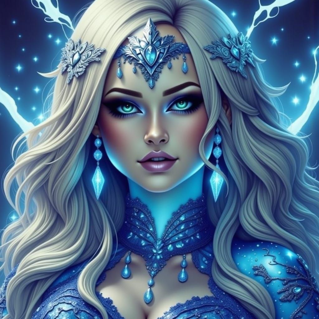 Alluring Metallic Figure with Electric Lighting