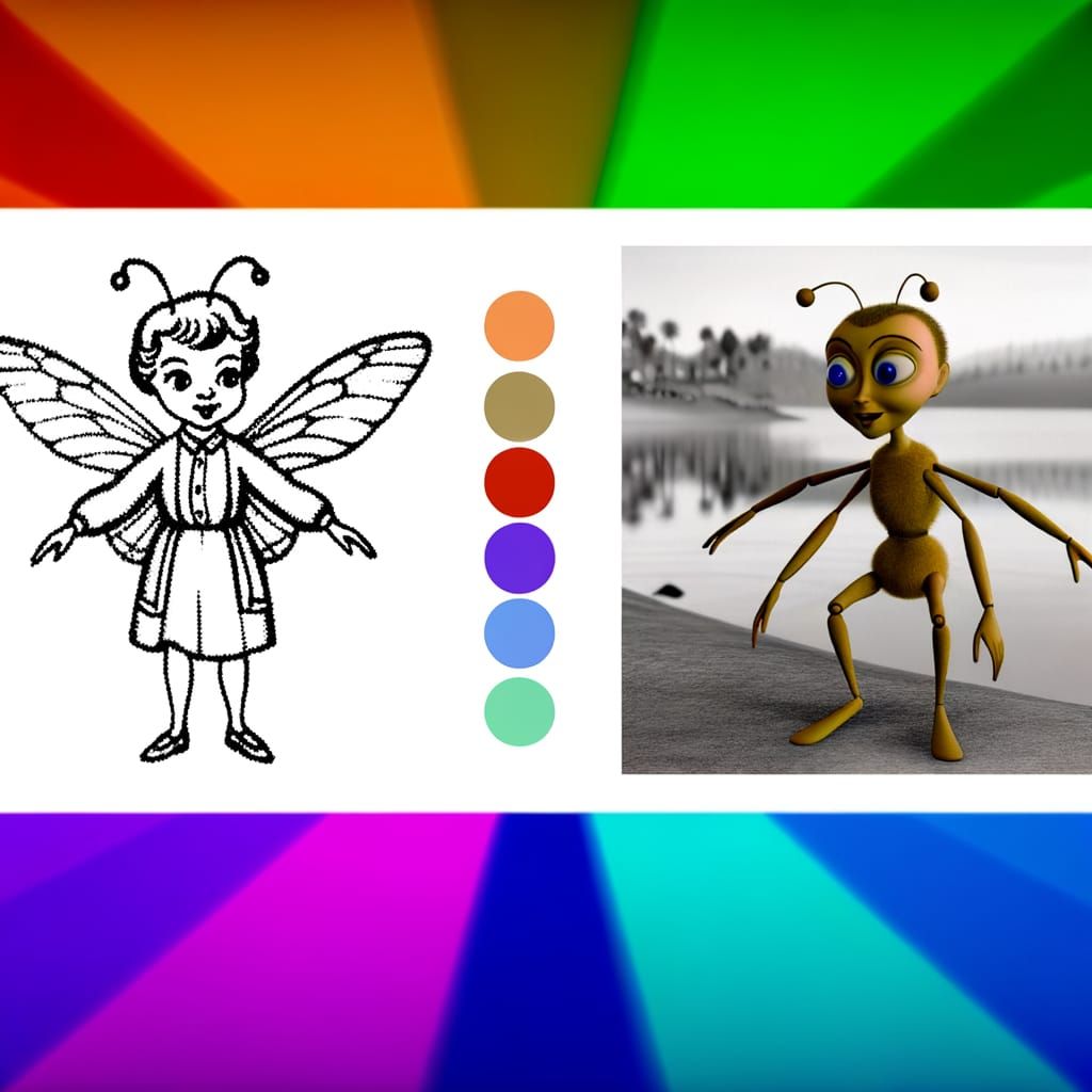 Waif Butterfly Character in Early Animation Style