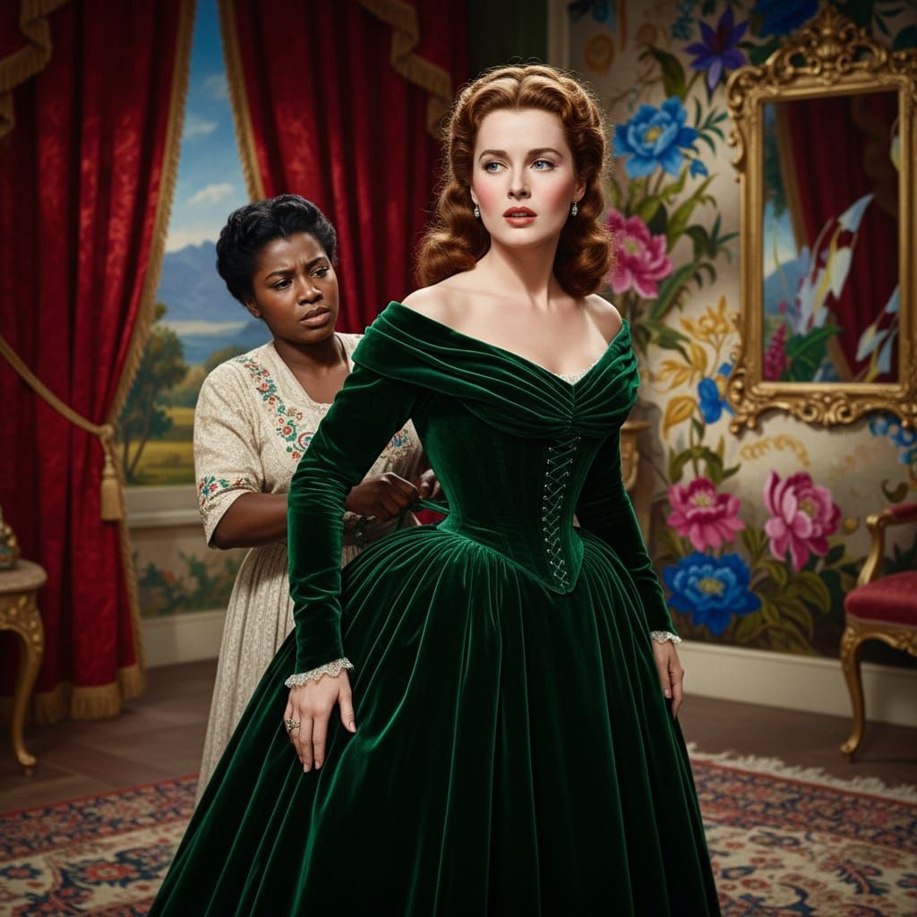Scarlett O'Hara Corset Scene, Hyperrealistic Style