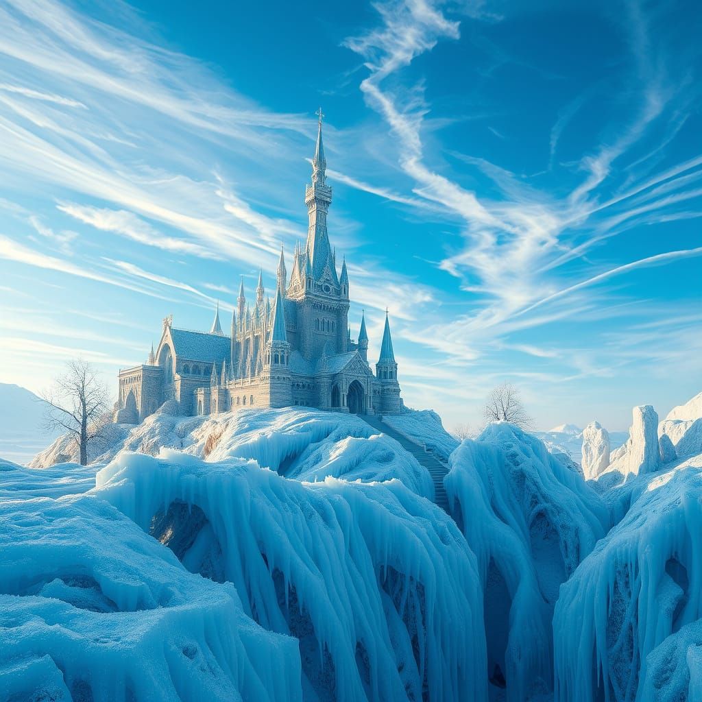 Surreal Winter Landscape in a Futuristic, Dreamlike World