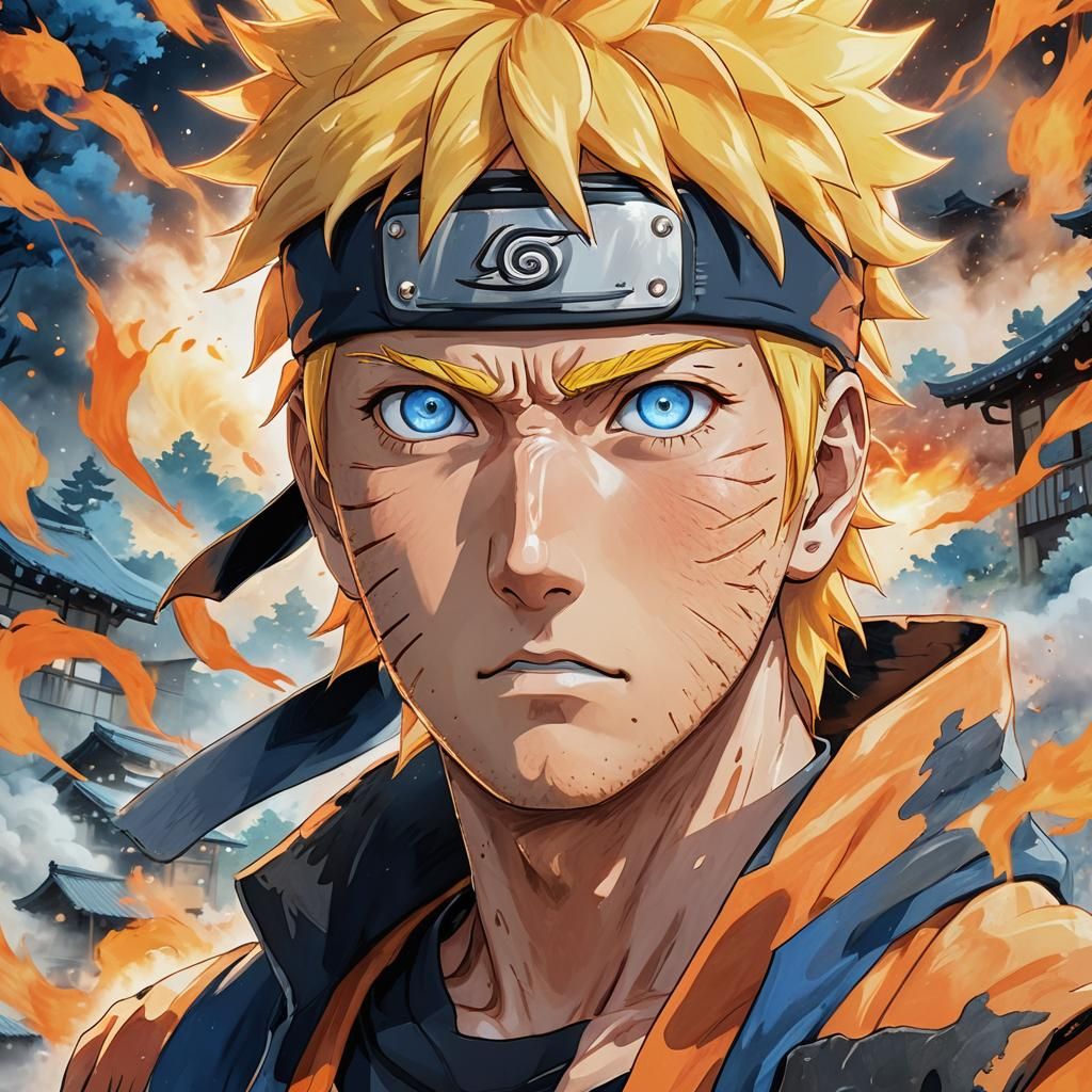 Dynamic Anime Portrait of Naruto Uzumaki in Konoha