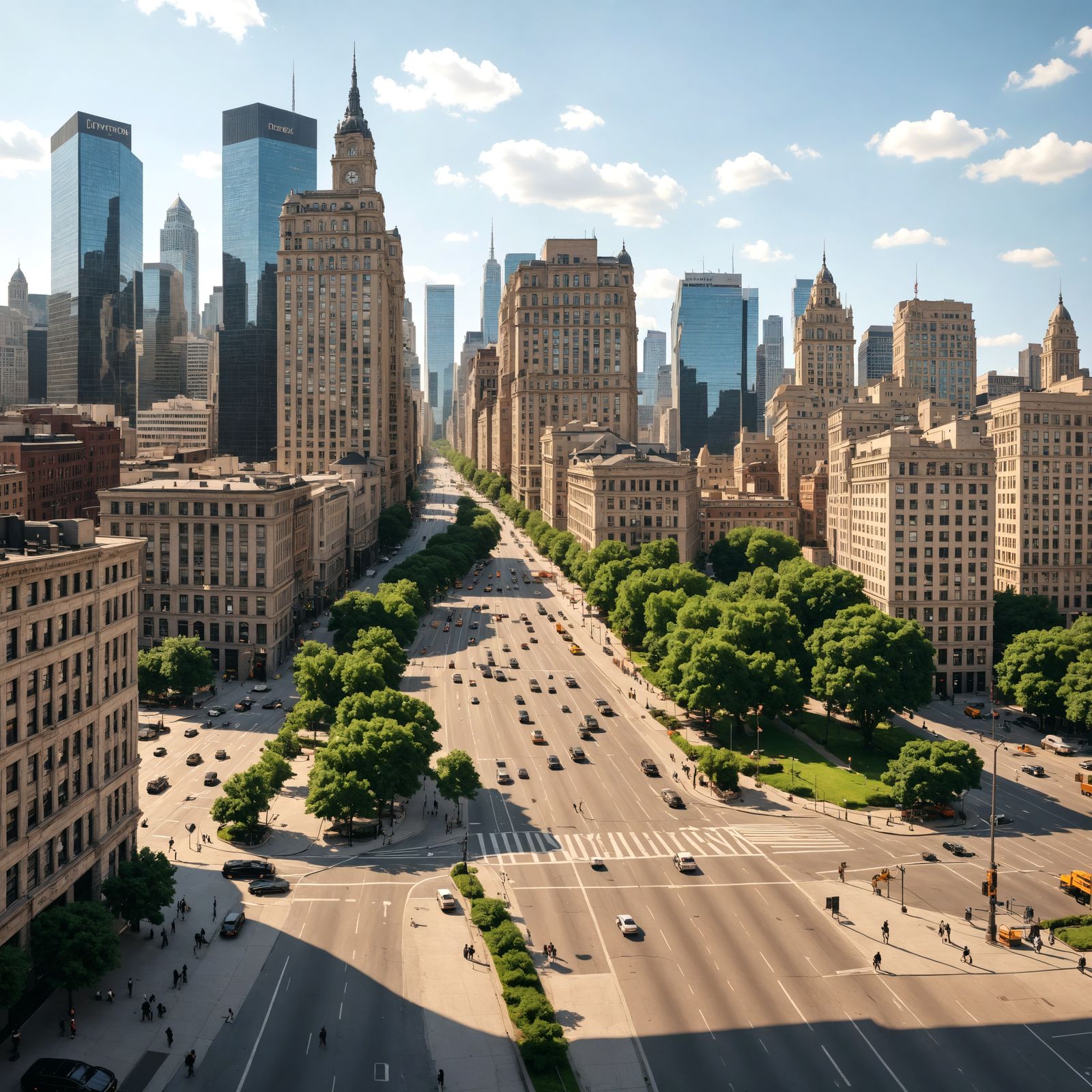 Hyperrealistic Metropolis Downtown with Intricate Details