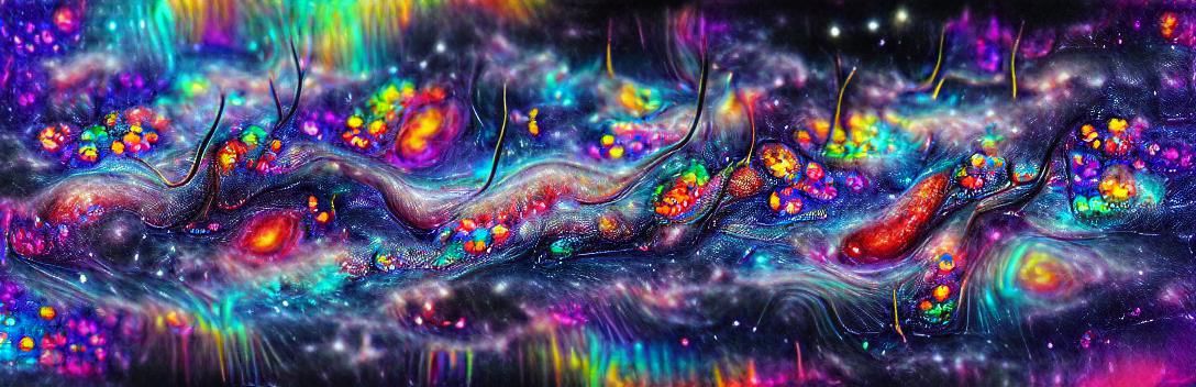 Psychedelic Galaxy in Holographic Astral Illustration