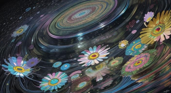 Kaleidoscopic Pop Art Garden with Geometric Shapes